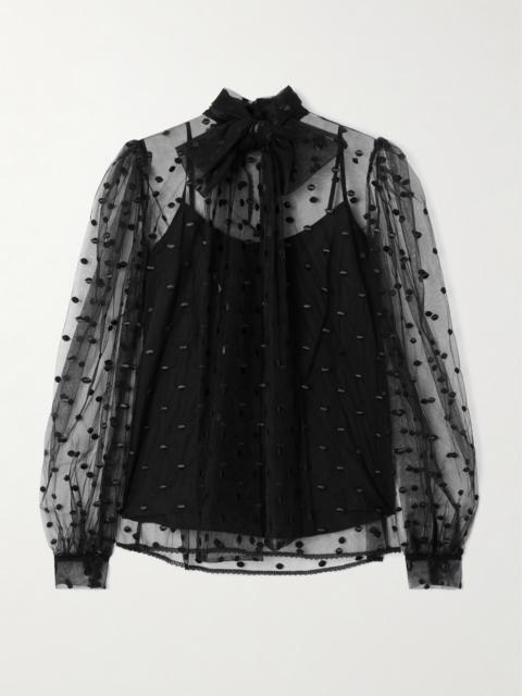 Pussy-bow Point D'esprit Blouse