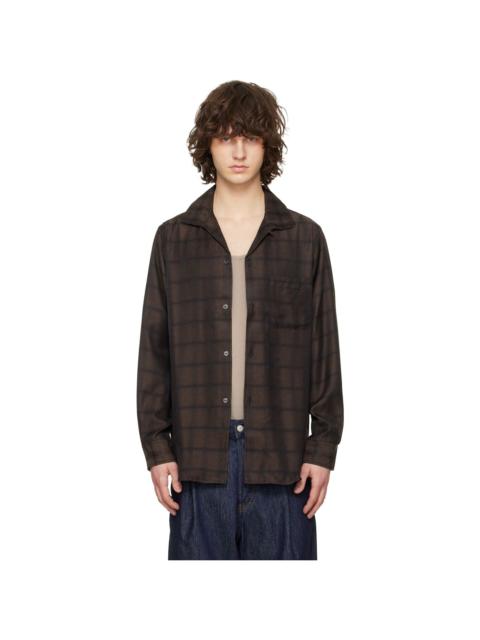 Brown Italian Collar Shirt