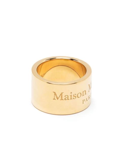 engraved-logo chunky band ring