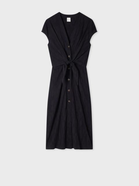 Women's Navy Seersucker Midi Dress