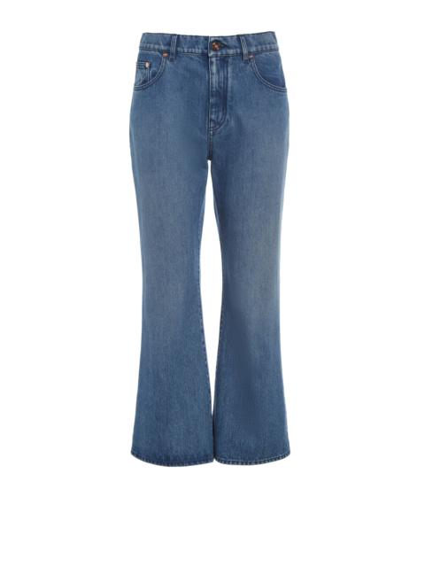 Ezra Bootcut Cropped Jean in Uruguayan Blue Recycled Cotton Denim