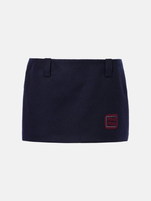 Wool and cashmere velour miniskirt
