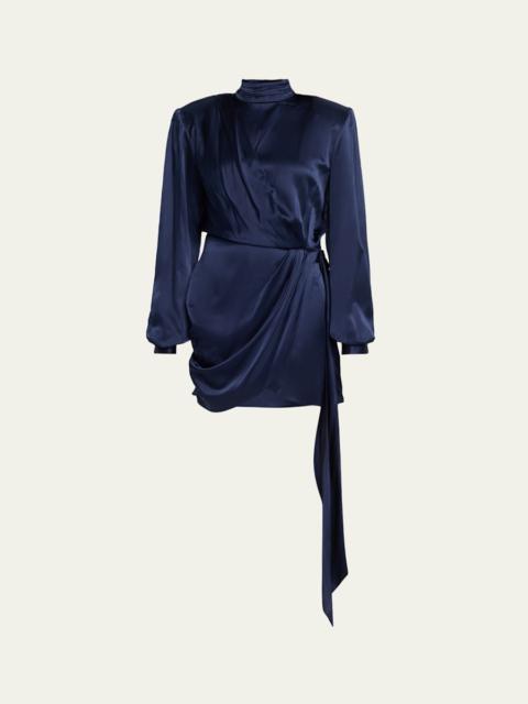 Imara Draped Open-Back Charmeuse Mini Dress