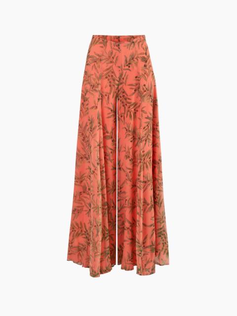 Olive Branch-Print Extra-Wide Leg Iris Pants