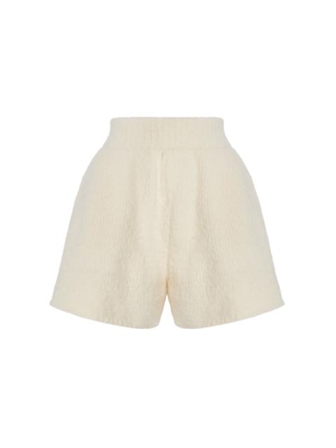 Felted Knit Wool-Blend Shorts ivory
