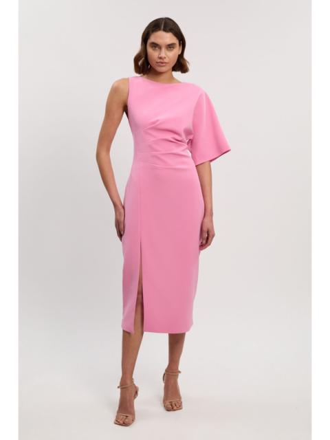 Soft Tailored One Shoulder Pencil Midi Dress