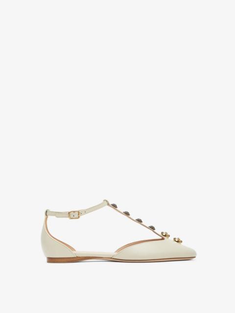 Celeste eggshell leather ballerinas