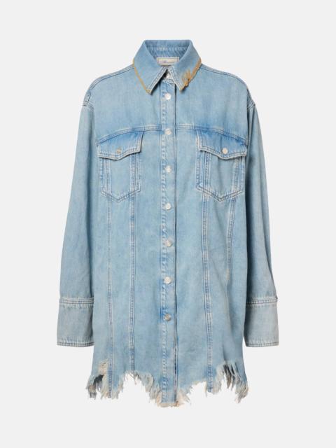 Embroidered denim overshirt