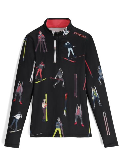 Womens Vivid Half Zip T-Neck - Vintage Vibes Black