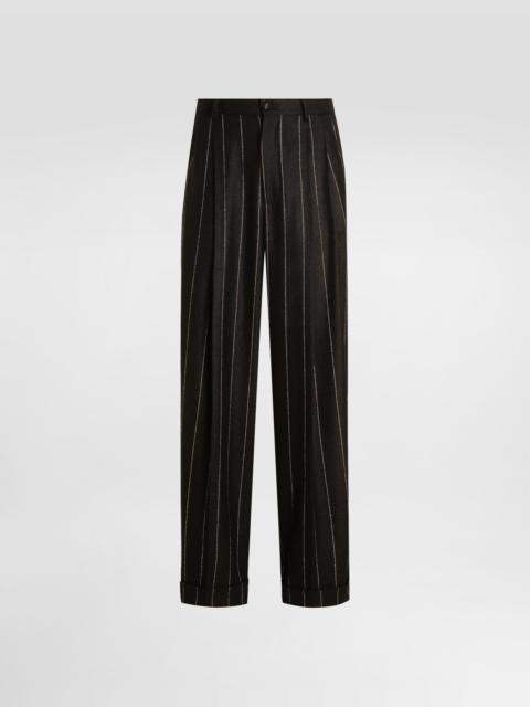 Pinstriped flannel trousers