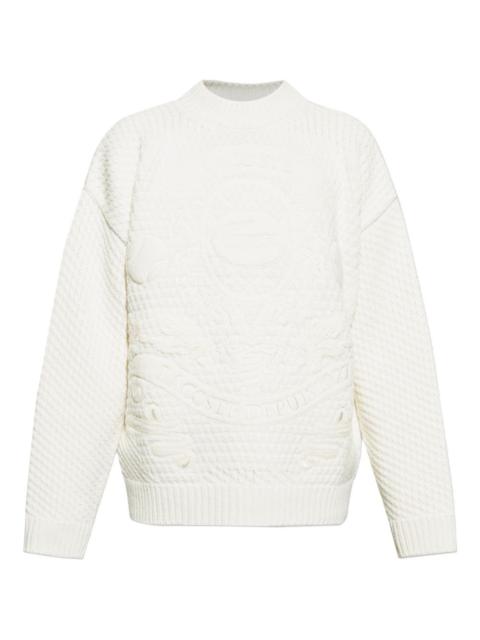 embossed crew-neck sweater