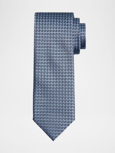 Men's Woven Micro-Geometric Silk Tie