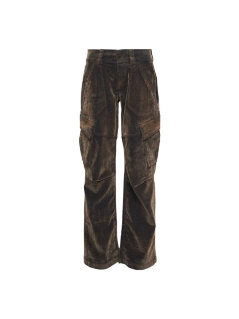 Women Flocked Denim Workwear Pants