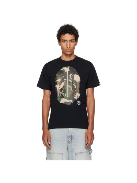 Black Map Camo Ape Head Shark T-shirt