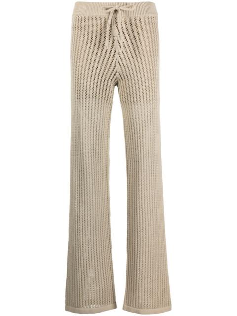 open-knit straight-leg trousers