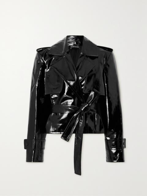 Belted Patent-leather Jacket
