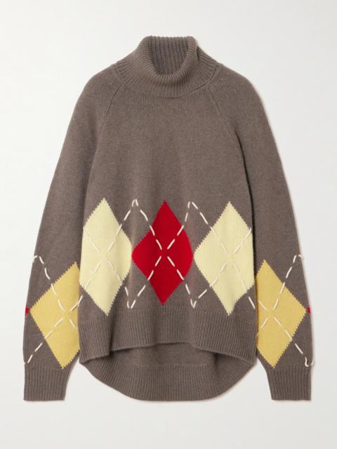 Courchevel Embroidered Argyle Cashmere Sweater