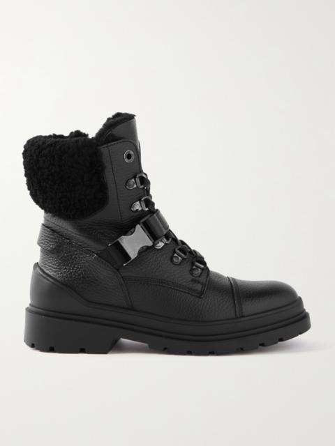 St. Moritz Buckled Shearling-lined Textured-leather Ankle Boots