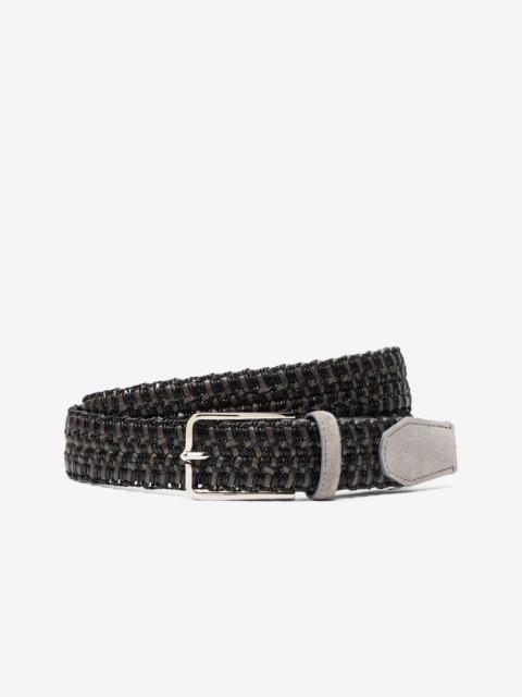 Black woven leather belt