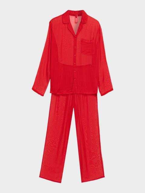 Button-Down Sheer Silk Lounge Set