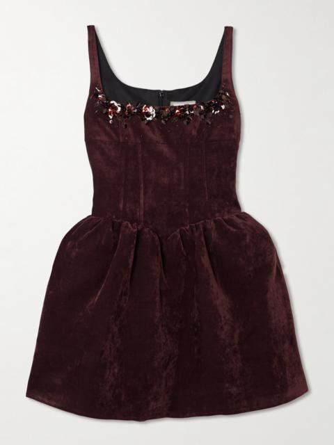 Embellished Velvet Mini Dress