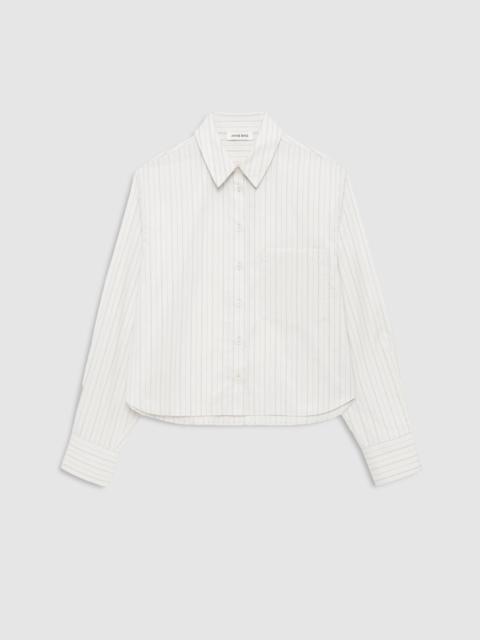 Essie Cropped Shirt - Cream Pinstripe