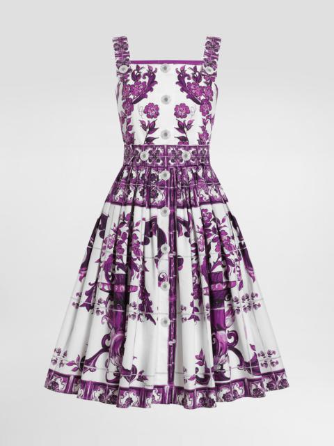 Majolica-print poplin dress