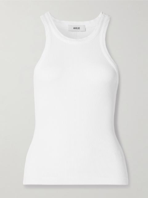 Rayne ribbed stretch organic cotton and Lyocell-blend jersey tank White