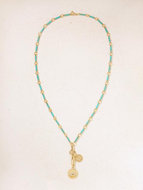 New Beginnings Drop Element 18-karat Gold, Turquoise And Diamond Necklace