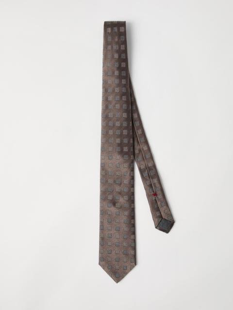 Silk tie with squares pattern