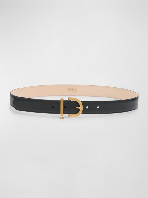 Medusa Charm Leather & Brass Belt