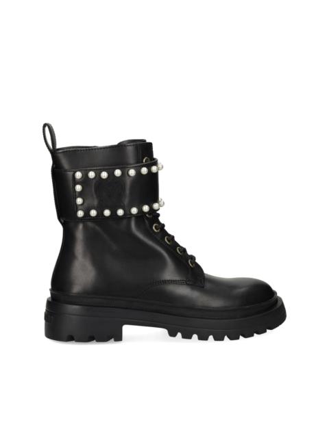 faux-pearl ankle boots