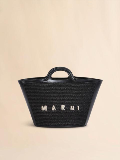 TROPICALIA SMALL BAG IN BLACK LEATHER AND RAFFIA