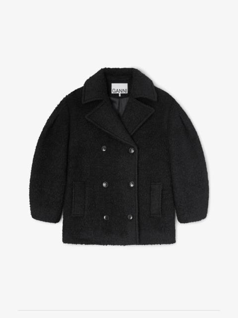 BLACK BOUCLE MIDI COAT