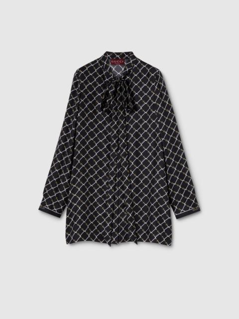 Printed silk twill dress