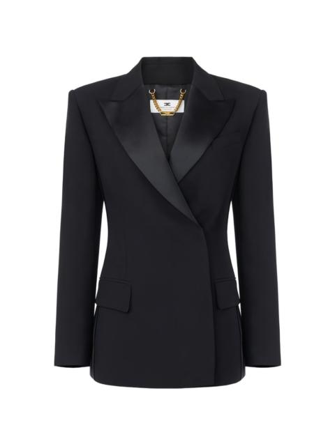 satin-lapels double-breasted blazer