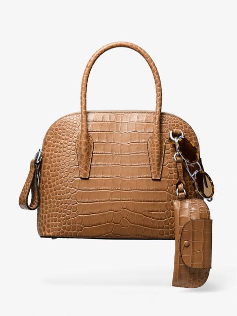 Kaitlin Medium Crocodile Embossed Leather Dome Satchel