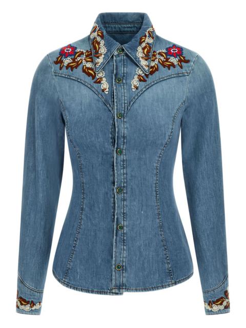 embroidered denim shirt