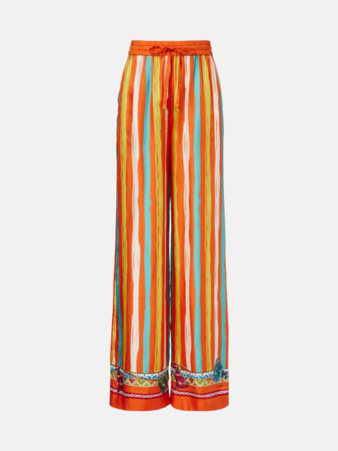 Striped silk palazzo pants