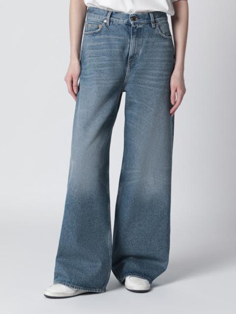 Blue washed wide-leg jeans