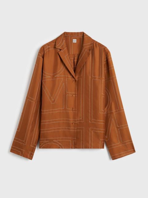 Monogram silk pj top terracotta