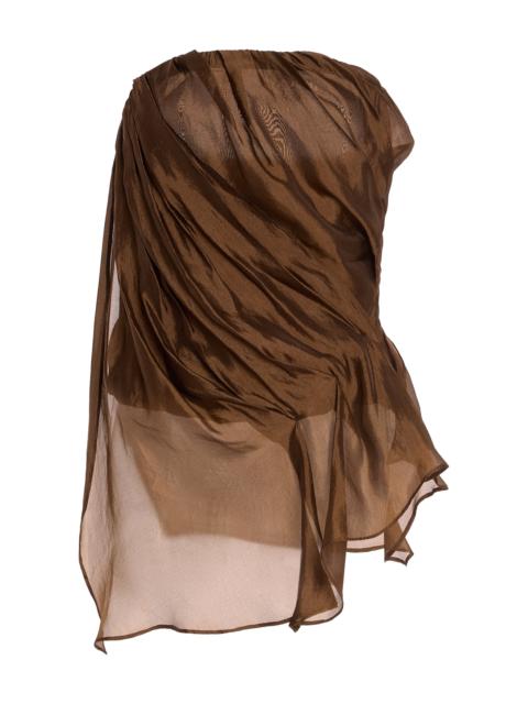Gilian Draped Chiffon Bustier Top brown