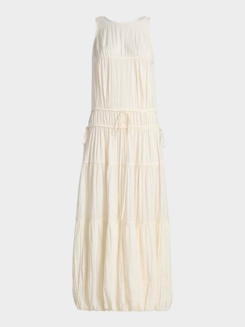 Soft Pleated Turn Up Midi Dress