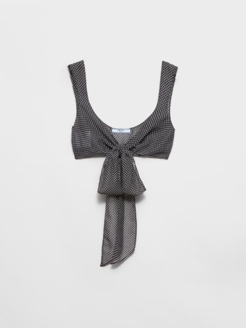 Polka-dot silk chiffon bralette top