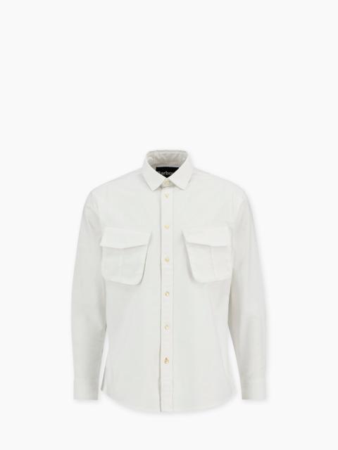 BARBOUR ARNHAM OVERSIZED OXFORD JUNGLE SHIRT WHITE