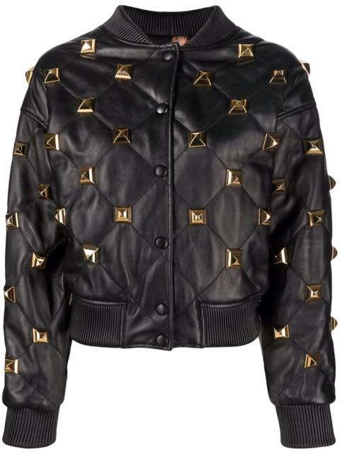 studded quilted bomber jacket
