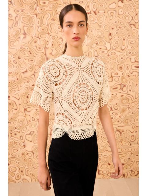 Maddalena Short Sleeve Hand Crochet Top