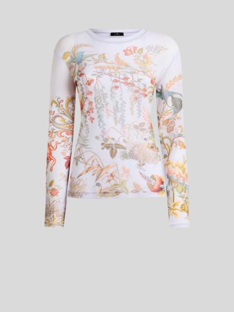 TULLE SWEATER WITH FLORA AND FAUNA MOTIF