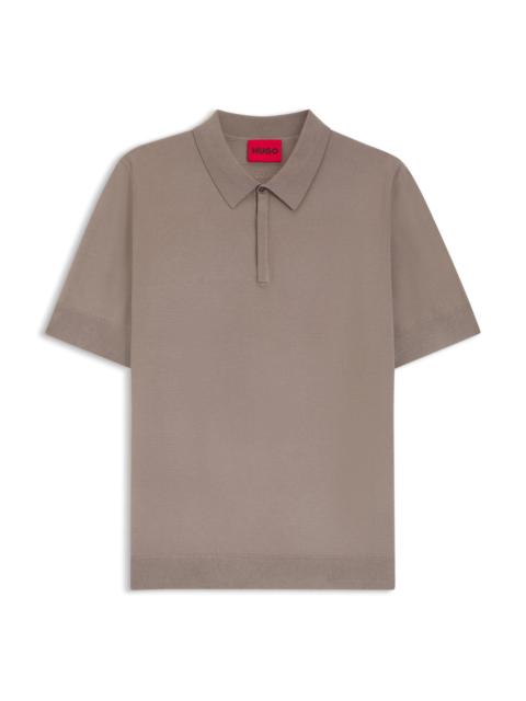 KNIT POLO SWEATER WITH COVERED PLACKET