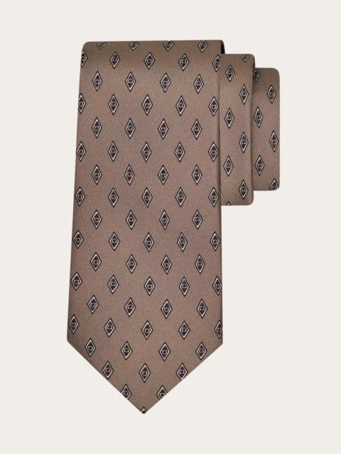 Micro Gancini print silk tie